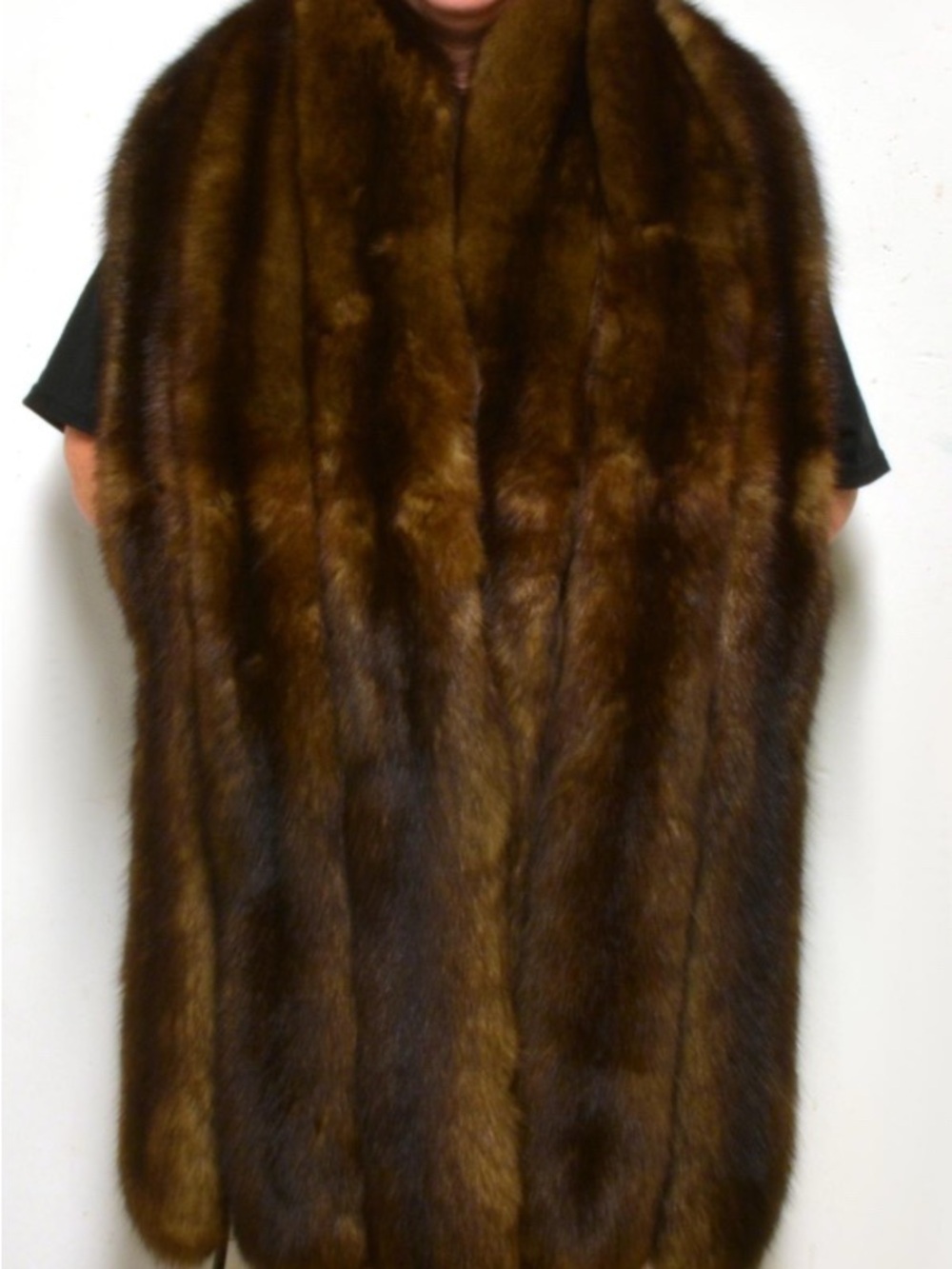 Vintage Dark Brown Genuine Mink Fur Stole Shawl Wrap formal Mob wife Bridal READ
